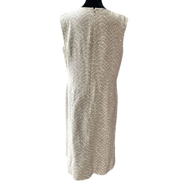 Lafayette 148 New York Neutral Sleeveless Tweed Shift Dress Women's Size 14 - Picture 5 of 9